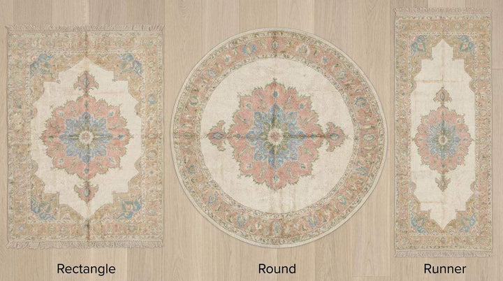 Translation missing: en.Pastel Oushak Area Rug, Hand Knotted Wool Medallion Living Room