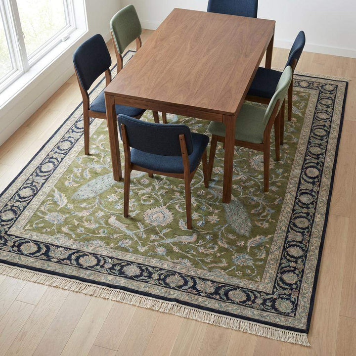 Translation missing: en.Peacock Floral Hand Knotted Wool Persian Area Rug Living