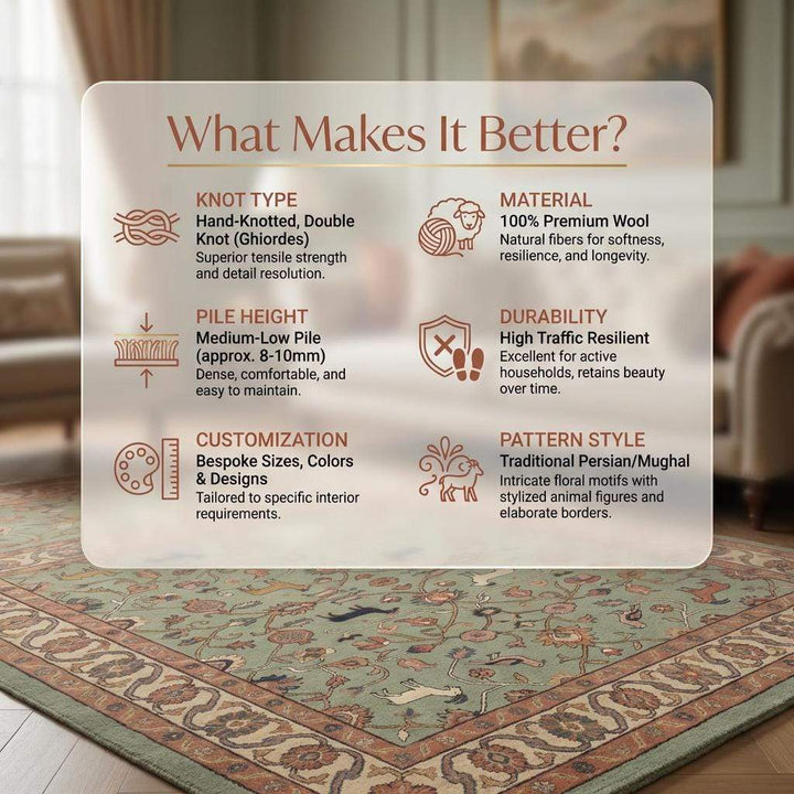 Translation missing: es.Persian Folk Art Wool Area Rug Traditional Floral