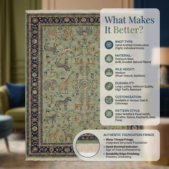 Translation missing: es.Persian Pictorial Wool Rug with Animal Motif, Hand Knotted Area Rug