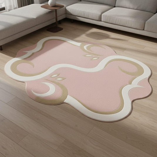 Translation missing: es.Pink Abstract Area Rug, Modern Organic Shape Rug, Soft Pastel Handmade Carpet, Minimalist Outdoor Indoor Rug