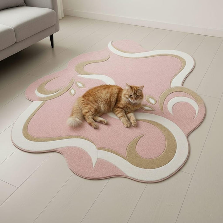 Translation missing: es.Pink Abstract Area Rug, Modern Organic Shape Rug, Soft Pastel Handmade Carpet, Minimalist Outdoor Indoor Rug