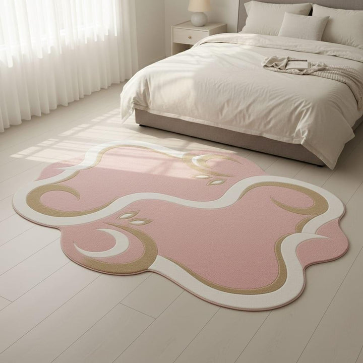 Translation missing: es.Pink Abstract Area Rug, Modern Organic Shape Rug, Soft Pastel Handmade Carpet, Minimalist Outdoor Indoor Rug