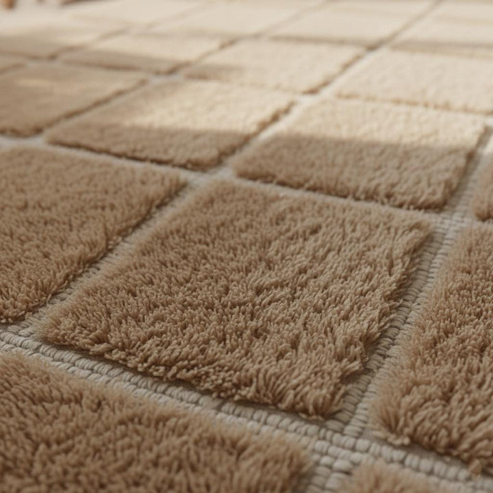 Translation missing: es.Plush Moroccan Shag Rug – Beige Cream Checkered Area Rug