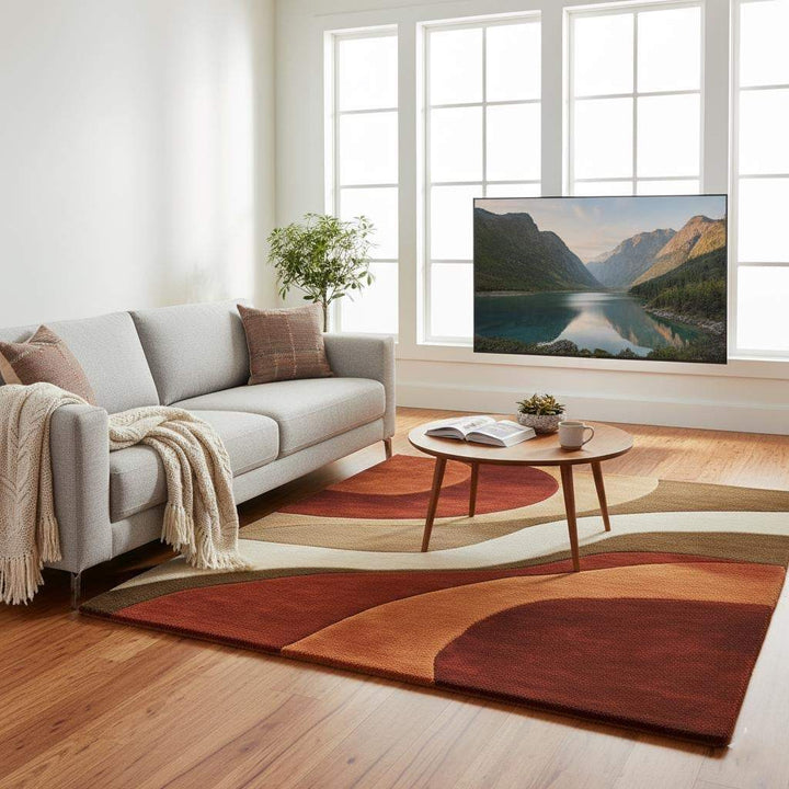 Translation missing: en.Retro 70s Geometric Wave Rug: Mid-Century Modern Accent Rug