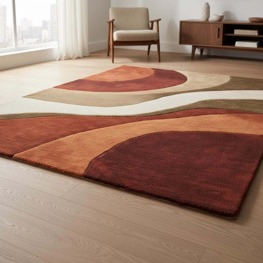 Translation missing: en.Retro 70s Geometric Wave Rug: Mid-Century Modern Accent Rug