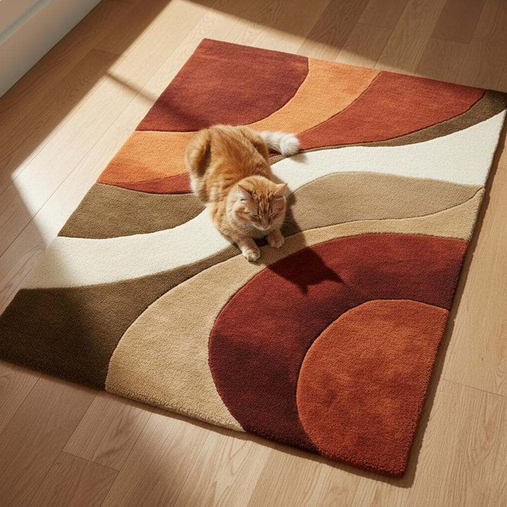 Translation missing: en.Retro 70s Geometric Wave Rug: Mid-Century Modern Accent Rug