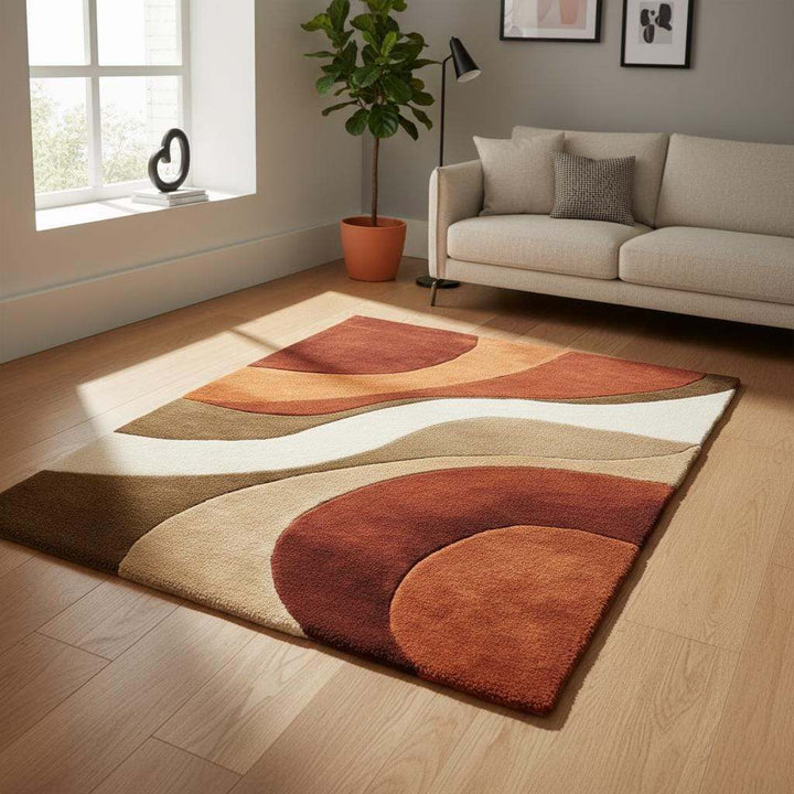 Translation missing: en.Retro 70s Geometric Wave Rug: Mid-Century Modern Accent Rug
