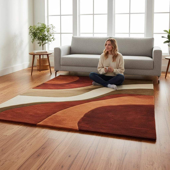 Translation missing: en.Retro 70s Geometric Wave Rug: Mid-Century Modern Accent Rug