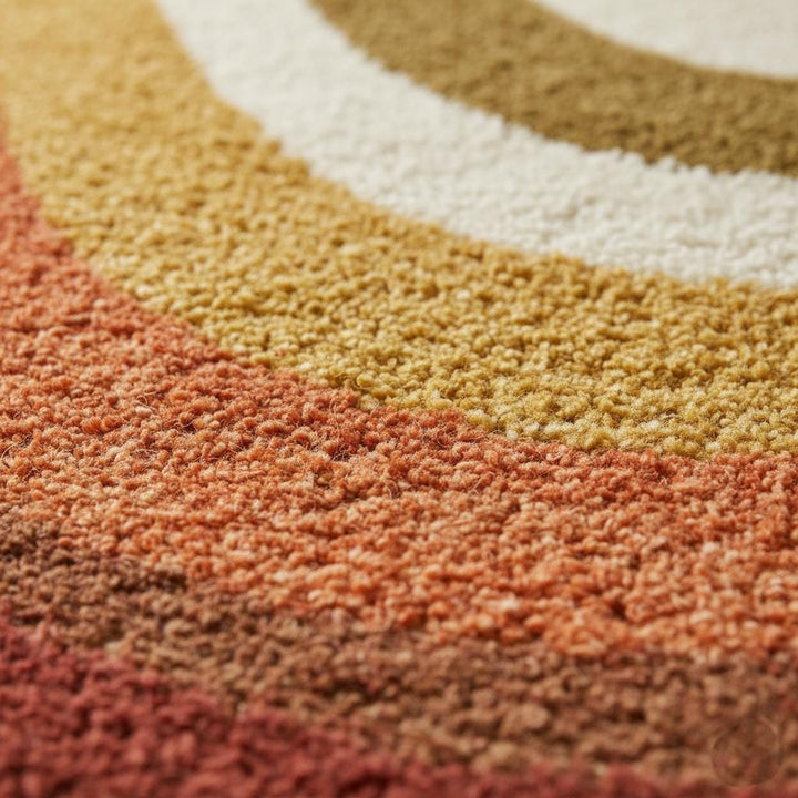 Translation missing: en.Retro 70s Shag Rug — Mid Century Modern Wool-Look Tufted Area Rug, Mustard Orange Rust Cream, Cozy Living Room Accent, Vintage Style Runner