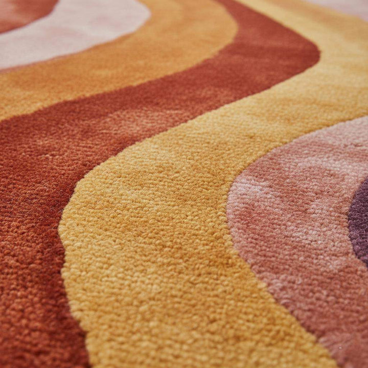 Translation missing: en.Retro 70s Wavy Area Rug: Multicolor Textured Pile, Mid-Century Modern Style