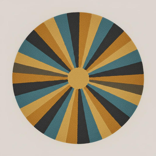 Translation missing: es.Retro Sunburst Round Rug | Mid Century Modern Tufted Carpet | Handmade Wool Accent Rug | Boho Living Room Decor | Custom Area Rug Teppich