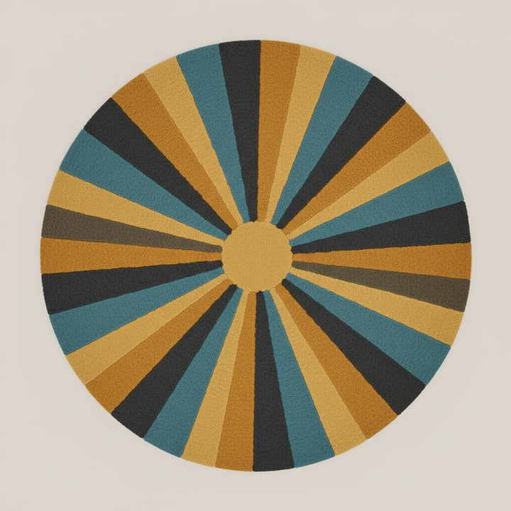 Translation missing: en.Retro Sunburst Round Rug | Mid Century Modern Tufted Carpet | Handmade Wool Accent Rug | Boho Living Room Decor | Custom Area Rug Teppich