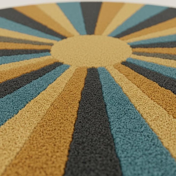 Translation missing: en.Retro Sunburst Round Rug | Mid Century Modern Tufted Carpet | Handmade Wool Accent Rug | Boho Living Room Decor | Custom Area Rug Teppich
