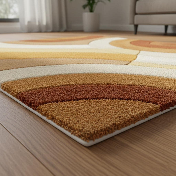 Translation missing: es.Retro Tufted Area Rug | Mid Century Modern Abstract Carpet | Warm Boho Accent Rug for Living Room | Handmade Soft Textured Rug | MCM Rug