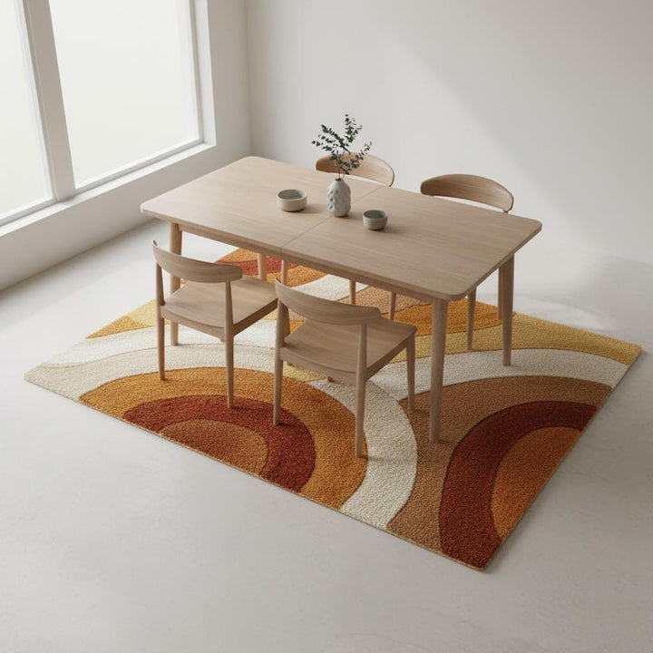 Translation missing: es.Retro Tufted Area Rug | Mid Century Modern Abstract Carpet | Warm Boho Accent Rug for Living Room | Handmade Soft Textured Rug | MCM Rug