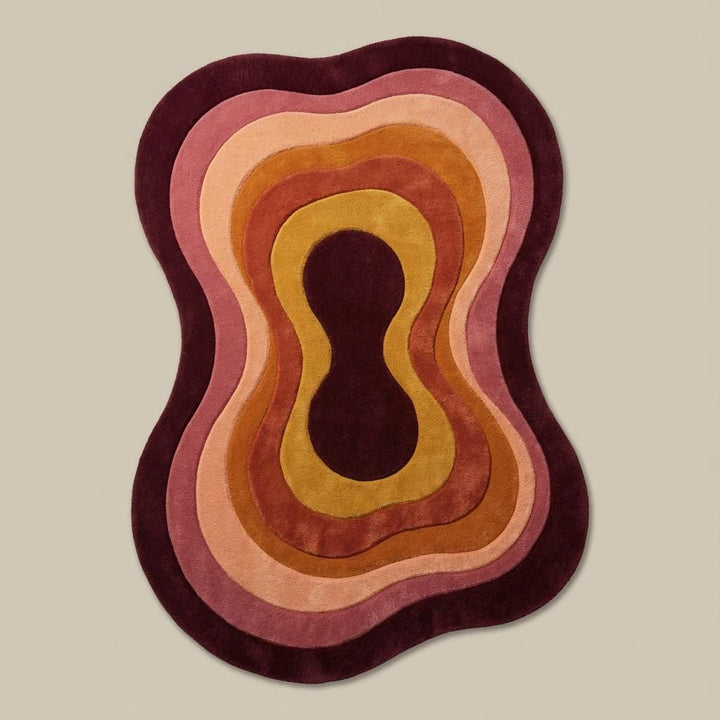 Translation missing: en.Retro Wavy Area Rug, Organic Shape Abstract Carpet, 70s Style Living Room Rug, Warm Earth Tone Blob Rug, Handmade Modern Boho Home Decor
