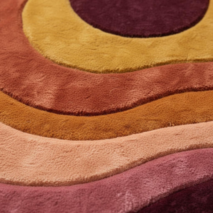 Translation missing: en.Retro Wavy Area Rug, Organic Shape Abstract Carpet, 70s Style Living Room Rug, Warm Earth Tone Blob Rug, Handmade Modern Boho Home Decor