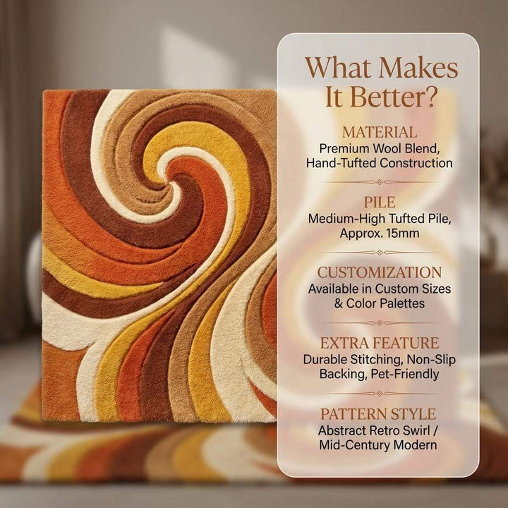 Translation missing: es.Hand tufted artisan wool rug showcasing detailed craftsmanship, high pile finish and organic abstract design made by skilled makers