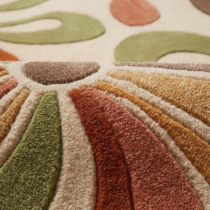 Translation missing: es.Retro Floral Hand Tufted Wool Rug, Handmade Mid Century Modern Area Rug for Living Room Decor __etsy:8037353774