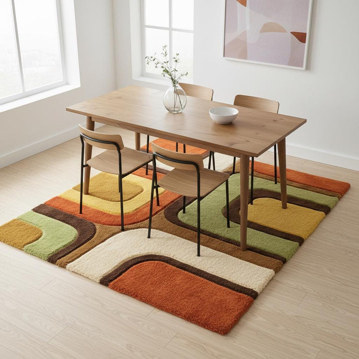 Translation missing: en.Retro Geometric Area Rug, Mid Century Modern Decor