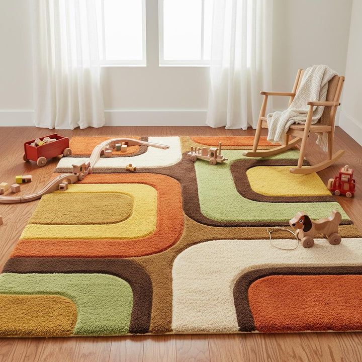 Translation missing: en.Hand tufted area rug highlighting artisan craftsmanship, plush pile height, and natural texture variations from handmade production