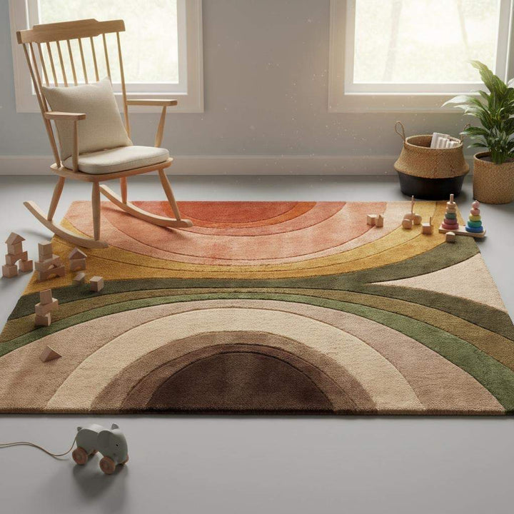 Translation missing: en.Hand tufted artisan rug with carved detailing and plush cut pile craftsmanship, finished edges visible