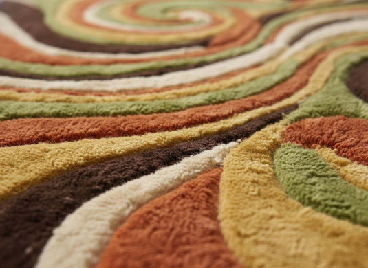 Translation missing: es.Retro Swirl Tufted Area Rug – Mid-Century Psychedelic Abstract Wool Carpet