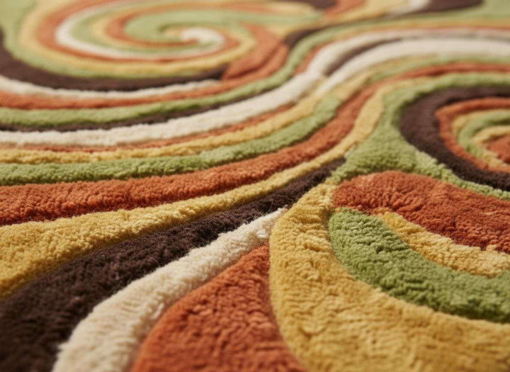Translation missing: es.Retro Swirl Tufted Area Rug – Mid-Century Psychedelic Abstract Wool Carpet