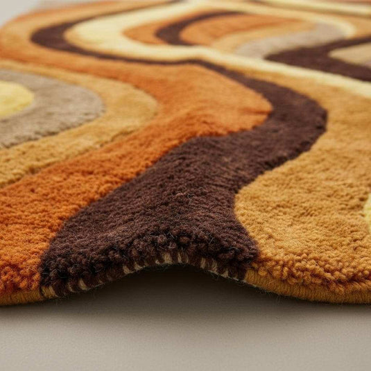 Translation missing: es.Retro Wave Shag Rug: 70s Groovy Brown, Orange, and Yellow