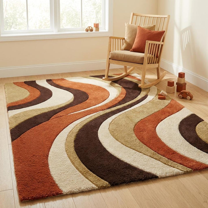 Translation missing: en.Rectangular hand tufted wool carpet ideal for bedroom or lounge with soft cushioned pile