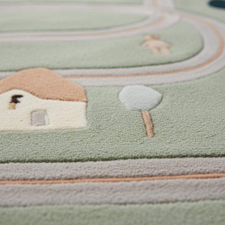 Translation missing: es.Road Track Kids Rug | Car Play Mat for Toddlers | Interactive Nursery Carpet | Handmade Wool Area Rug | Boys Room Decor | Montessori Gift