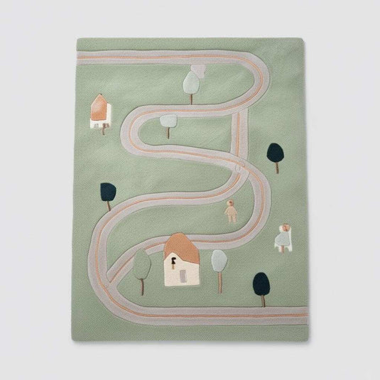 Translation missing: es.Luxury area rug made from NZ wool with pastel blush road motif and warm cream accents, ideal nursery or modern family room floor décor