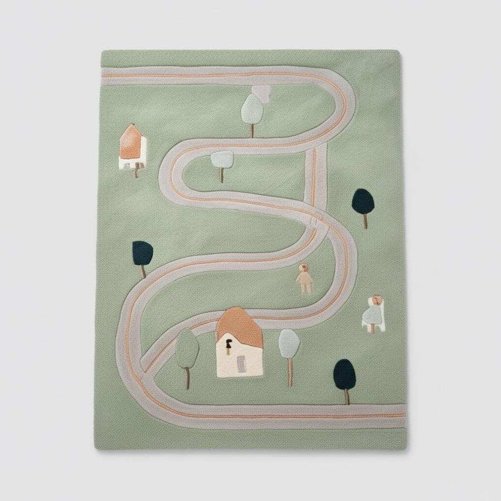 Translation missing: es.Luxury area rug made from NZ wool with pastel blush road motif and warm cream accents, ideal nursery or modern family room floor décor