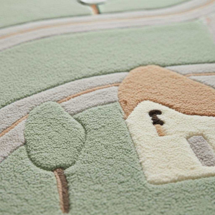 Translation missing: es.Road Track Kids Rug | Car Play Mat for Toddlers | Interactive Nursery Carpet | Handmade Wool Area Rug | Boys Room Decor | Montessori Gift