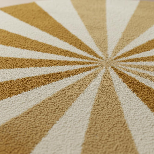 Translation missing: en.Round Sunburst Shag Rug – Mustard &amp; Cream Mid-Century Modern Accent