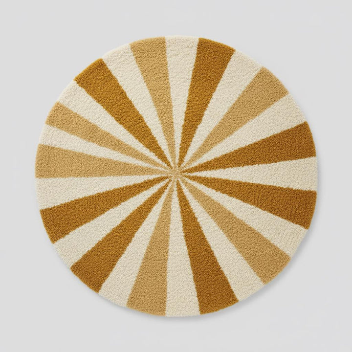 Translation missing: en.Round Sunburst Shag Rug – Mustard &amp; Cream Mid-Century Modern Accent