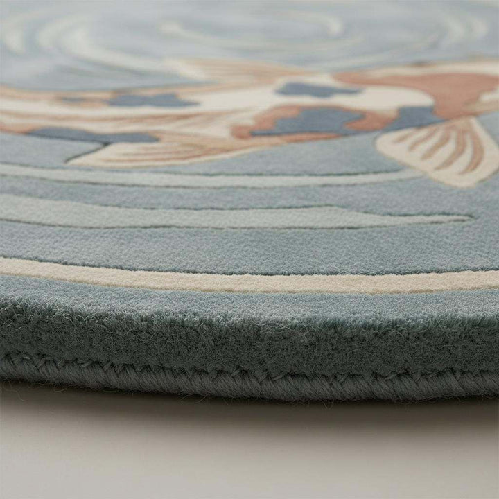 Translation missing: es.Round Koi Fish Area Rug Handmade Wool Japanese Zen Modern Home Decor