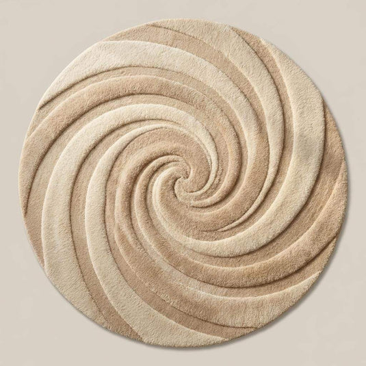 Translation missing: es.Round Tufted Wool Swirl Rug, Neutral Modern Minimalist Living Room Decor Gift