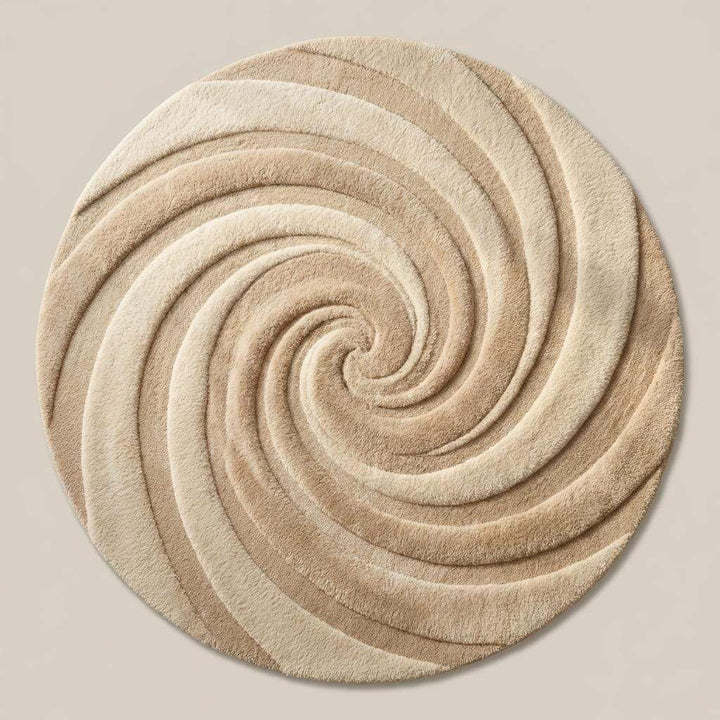 Translation missing: es.Round Tufted Wool Swirl Rug, Neutral Modern Minimalist Living Room Decor Gift