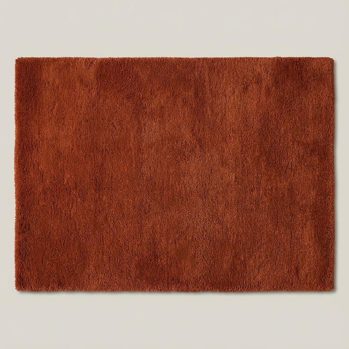 Translation missing: es.Rust shag rug in cozy living room with high pile vintage style carpet