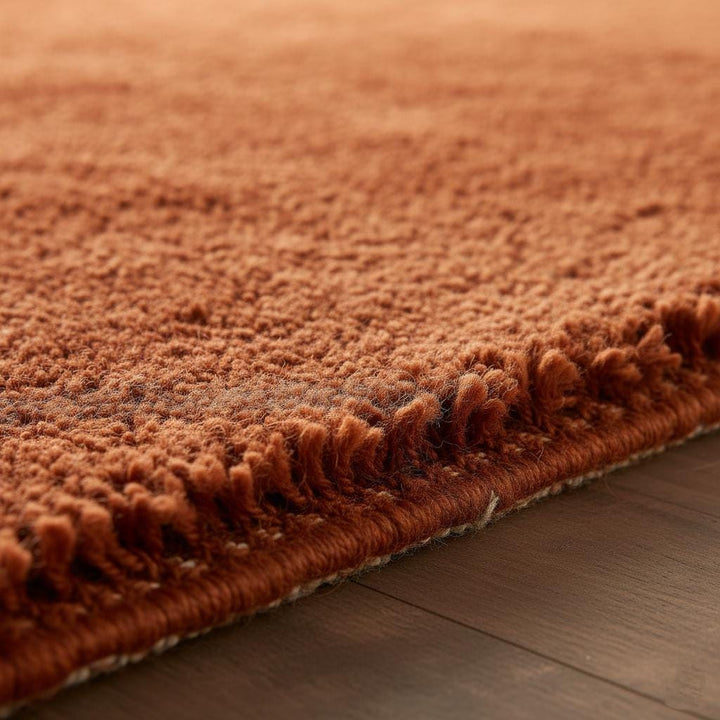 Translation missing: es.Rust shag rug in living room with plush high pile and vintage rust orange tones