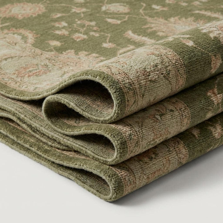 Translation missing: es.Sage Green Oushak Hand Knotted Wool Area Rug Floral Vintage Style