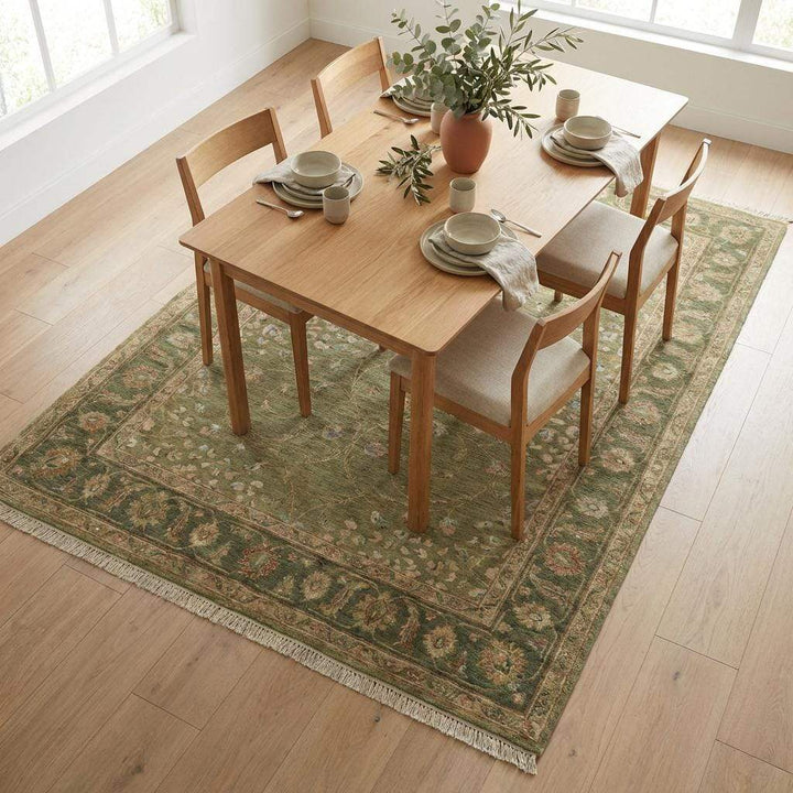 Translation missing: es.Sage Green Oushak Hand Knotted Wool Area Rug for Living Room