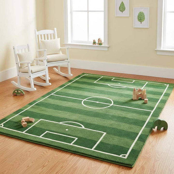 Translation missing: es.Soccer Field Area Rug, Kids Playroom Sports Decor Gift