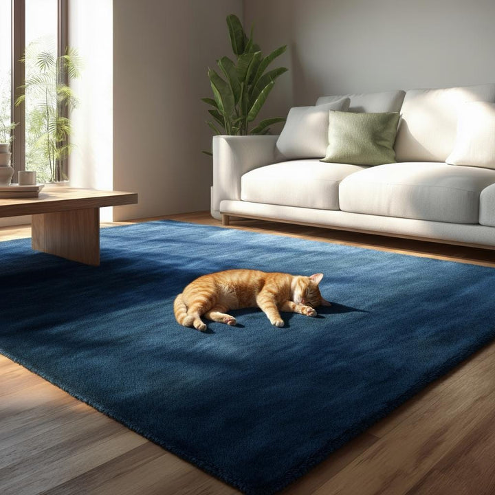 Translation missing: es.Modern textured floor rug in deep blue/navy, perfect living room accent piece and housewarming gift idea