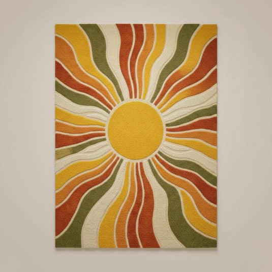 Translation missing: es.Sunburst Boho Wool Area Rug Mid Century Living Room