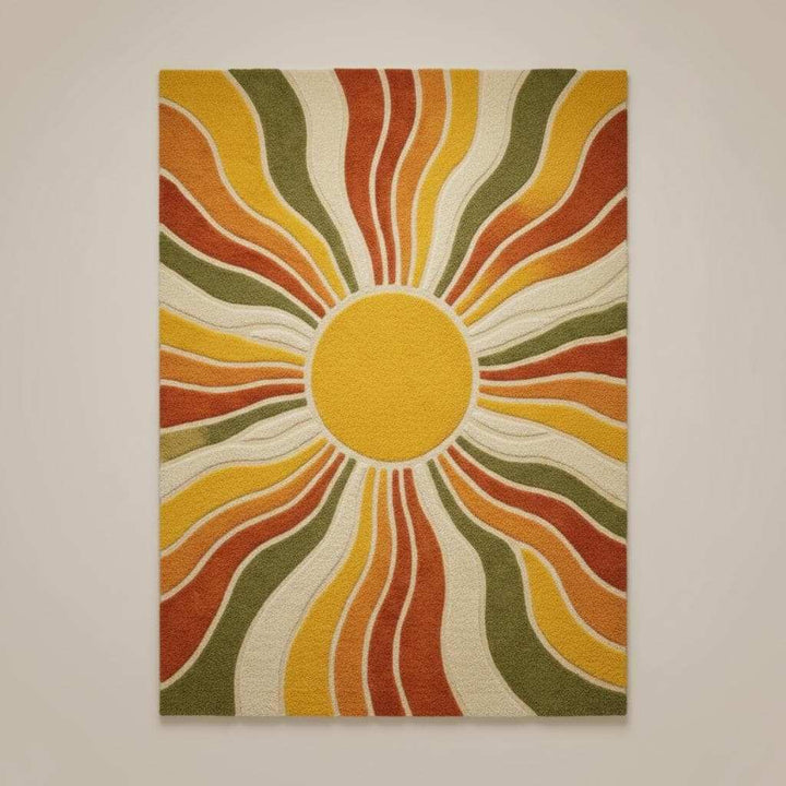 Translation missing: es.Sunburst Boho Wool Area Rug Mid Century Living Room