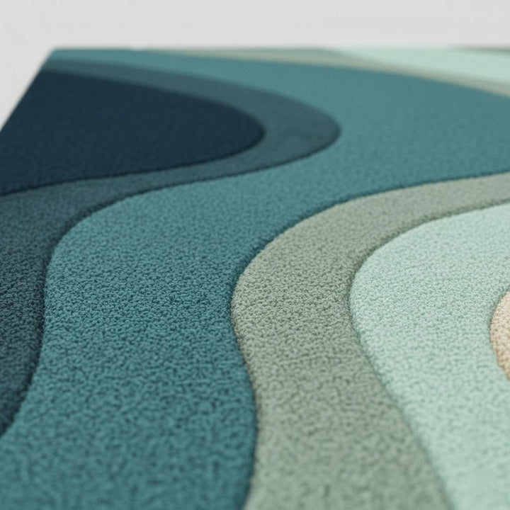 Translation missing: en.Teal Wavy Area Rug – Modern Coastal Sculpted Tuft Design Teppich