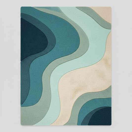 Translation missing: es.Teal Wavy Area Rug – Modern Coastal Sculpted Tuft Design Teppich
